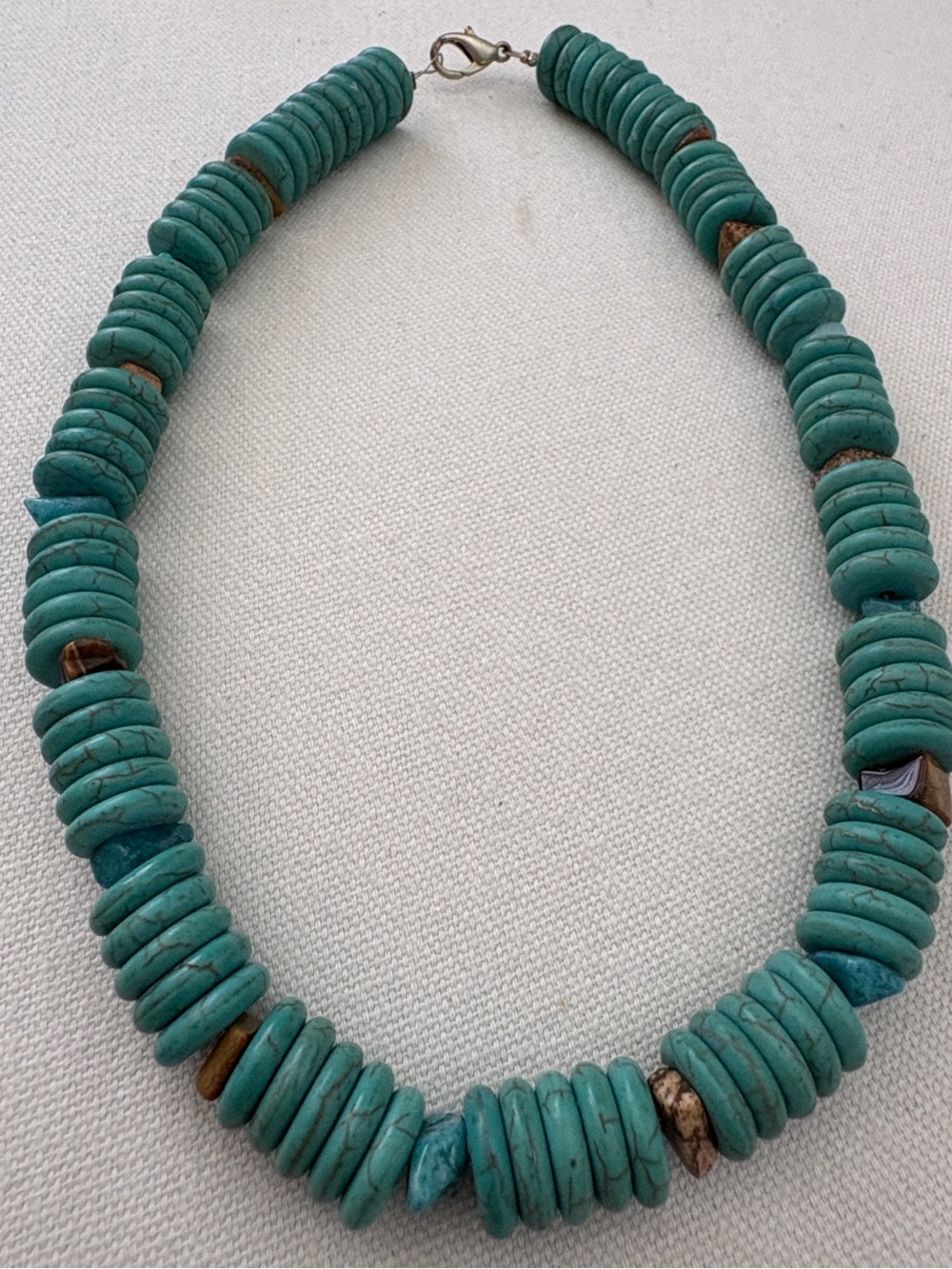Turquoise Heishi Disc Necklace - Teal Green Strand